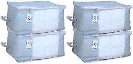 Kuber IndUStries Underbed Storage Bag, Storage Organiser,Blanket Cover Set Of 4 Pcs - Grey (Extra Large Size) Code-Udb03, 65X47X33 Cm