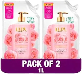 LUX Perfumed Hand Wash Refill Pouch, for all skin types, Soft Rose, glycerin enriched liquid soap, 1000ml x 2