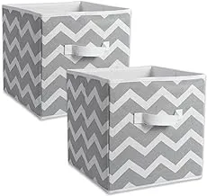 Dii Non Woven Polyester Storage Bin, Chevron, Gray, Small Set Of 2