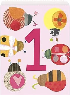 Unique Party 73333 - Paper Ladybug 1st Birthday Party Bags, Pack of 8