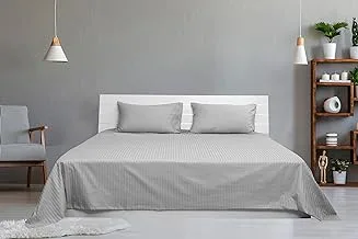 Deyarco Hotel Linen Klub طقم ملاءة سرير مزدوجة 3 قطع ، 100٪ قطن 250Tc ساتين 1 سم شريط ، الحجم: 220x240 سم + 2 قطعة وسادة 50x75 سم ، فضي