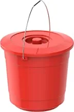 Cosmoplast Ex 3L Round Plastic Buckets With Lids & Metal Handles, Red