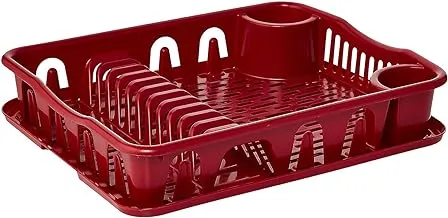 Cosmoplast Large Dish Rack With Drainer, Dark Red