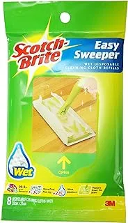 Scotch-Brite Easy Sweeper Wet Refill (82x21cm cloth size) Disposable cleaning cloth - Mop, 8 units/pack | Floor Brush | clean effectively, quickly | hygienic | Wood | vinyl | ceramic | All Floors