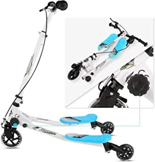 COOLBABY Y Fliker F1 Flow Kids Drifting Scooter 3 Wheel Kick Carver Drifter for Boys/Girls/Children board,Blue