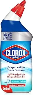 Clorox Toilet Cleaner Clinging Bleach Gel, 709ml, Cool Wave Scent, Kills 99.9% of Germs, with Bleach