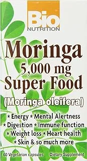 Bio Nutrition Moringa Super Food 5,000 Mg Vegetable Capsules, 60 Count