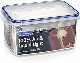 Addis 502264 clip and close rectangular food storage container, 2.4 liter capacity, clear