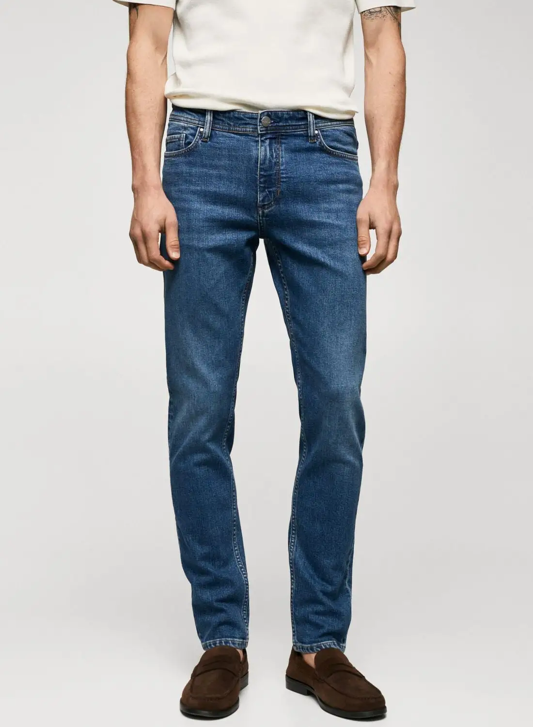 Mango Man Mid Wash Slim Fit Jeans