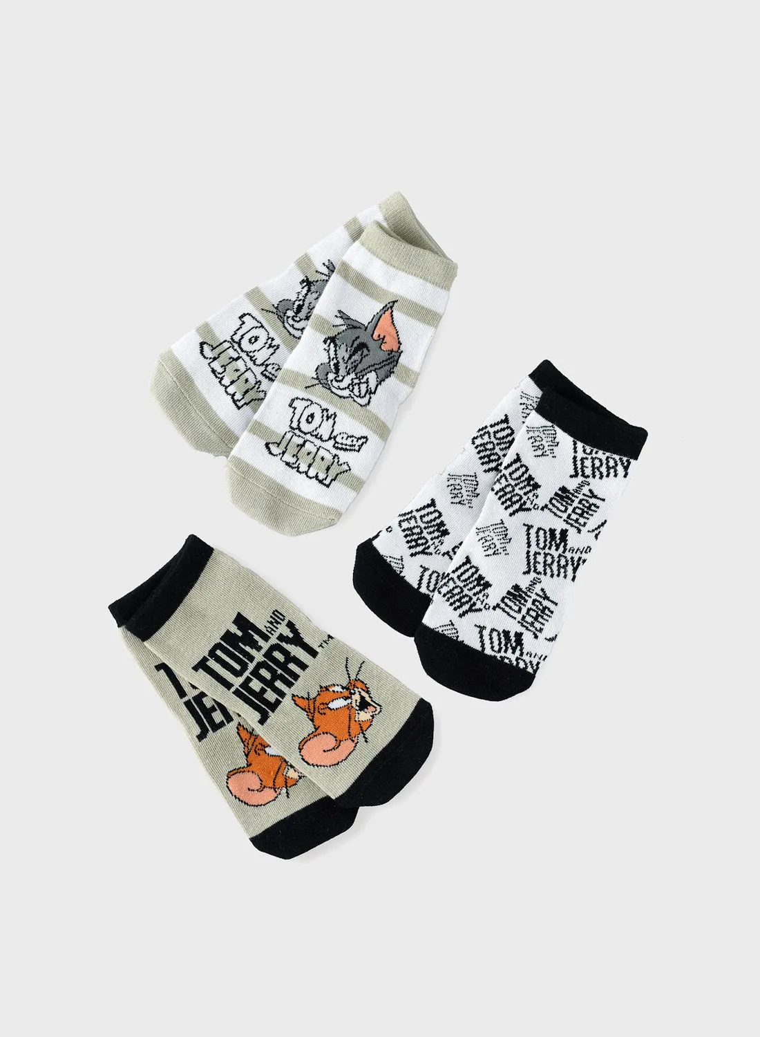 Warner Bros Kids 3 Pack Tom & Jerry Crew Socks