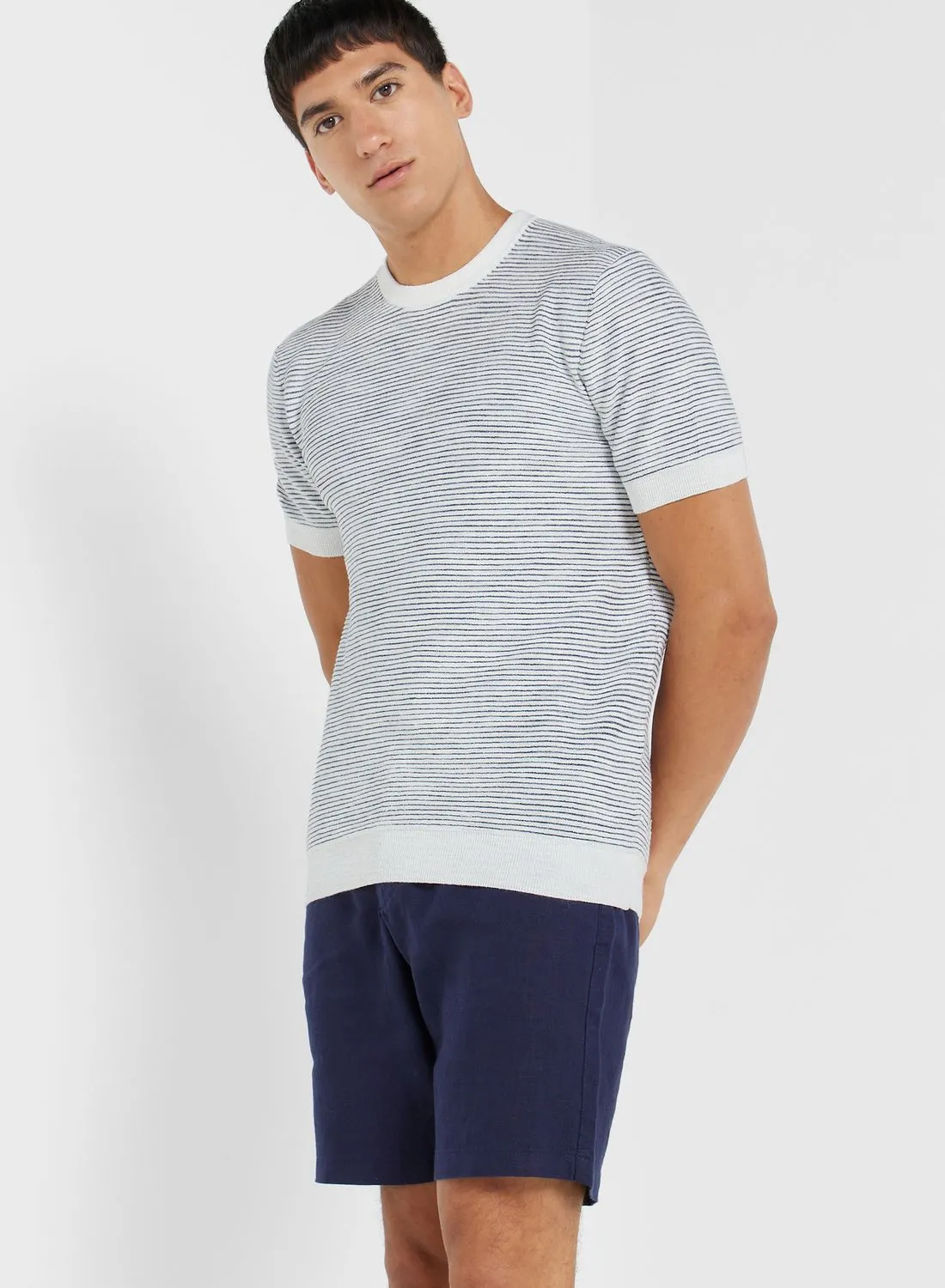 Mango Man Textured Crew Neck T-Shirt