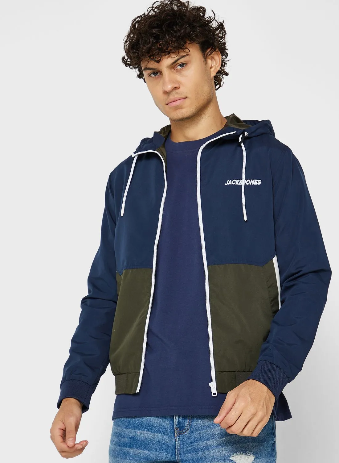 JACK & JONES Zippered Hooded Bomber Jacket