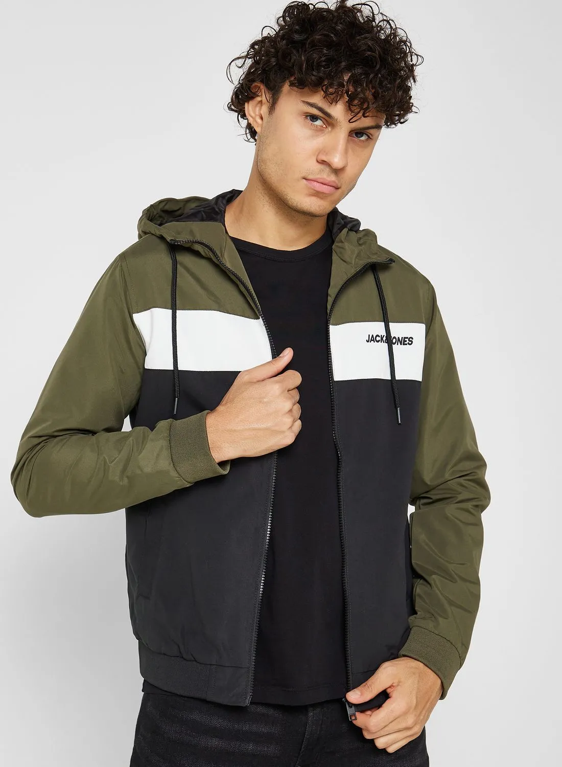 JACK & JONES Zippered Hooded Bomber Jacket