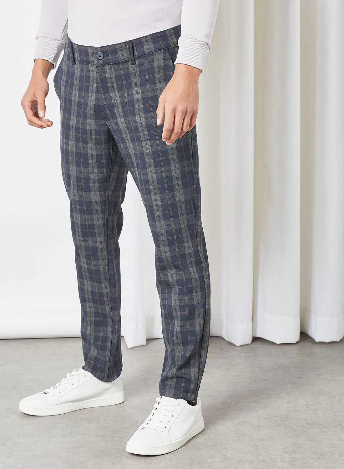 ONLY & SONS Checked Pants Dark Navy