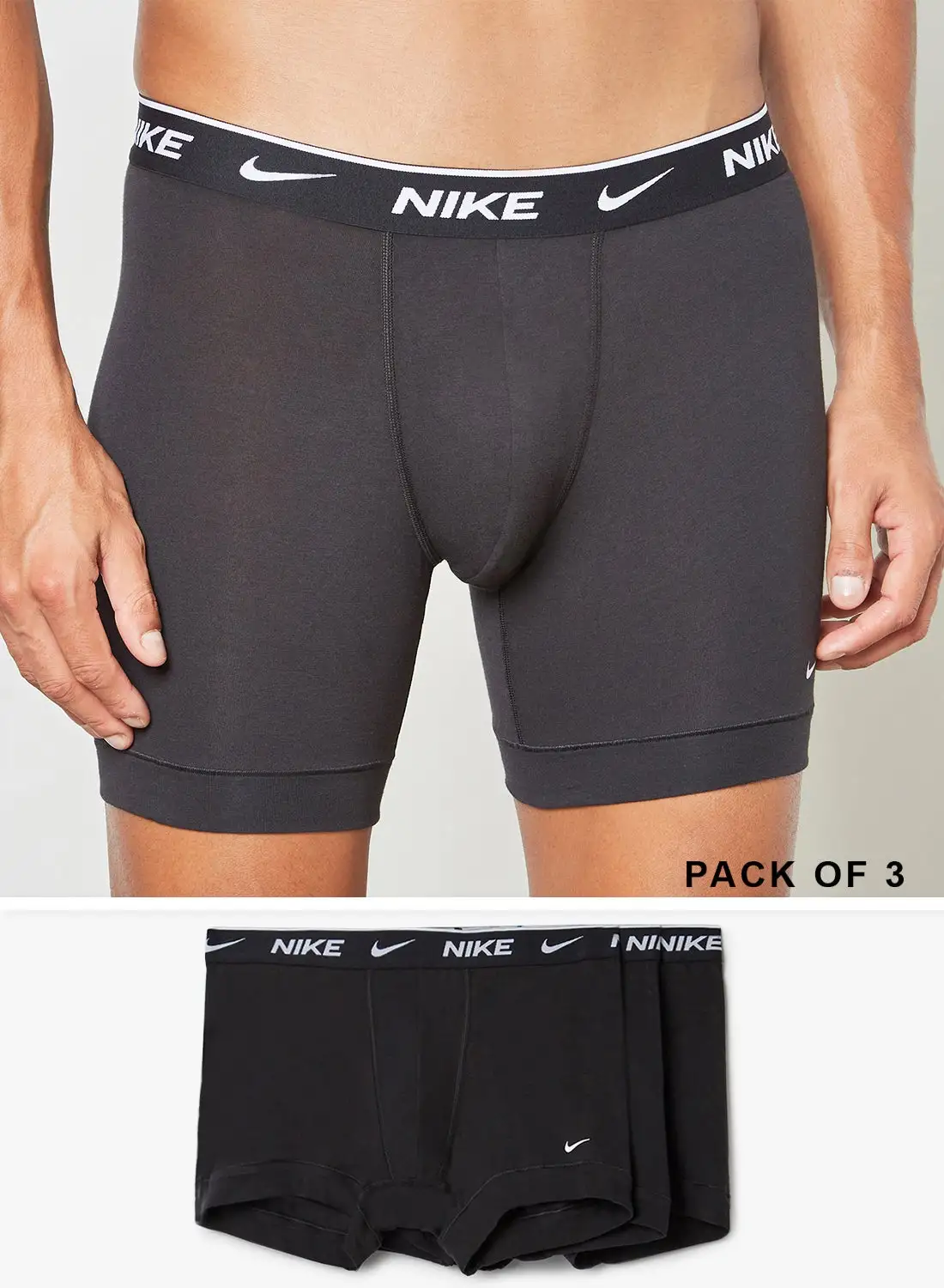 Nike Logo Boxer Briefs (Pack of 3) Black