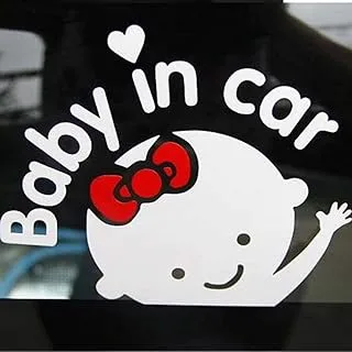 Stickers Car Warning Sign, Baby White Stickers Car Warning Sign Reflective Waterproof Bright Safety Warning Sign Baby in Car Baby and Child On Board Sign Cute Shape