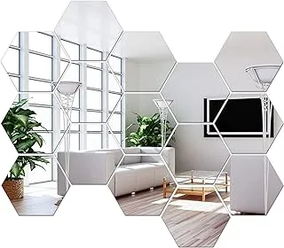 BPA 15 Pieces Large Size Removable Hexagon Mirror, Living Room Wall Decor,Tile Stickers,Sticker Wall Mirrors for Decor Room,Wall Stickers for Bedroom