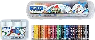 Doms Aqua Non-Toxic Watercolour Sketch Pen Set with Plastic Case (24 Assorted Shades) Oil Pastel 25 Shades Plastic Pack, Multicolor (7911)