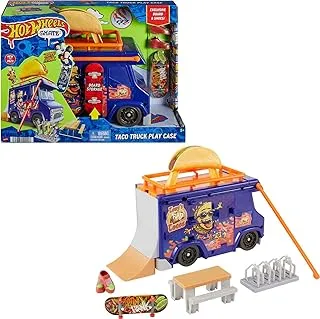 Hot Wheels Skate Taco Truck Play Case with 1 Fingerboard & 1 Pair of Shoes