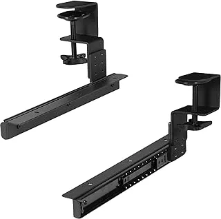 VIVO Height Adjustable Clamp and 30.5 cm Rail Set for DIY Custom Wooden Keyboard Trays (Tray Not Included), Under Desk Pull Out Slider Track with C-clamp Mount System, Black, MOUNT-RAIL02H