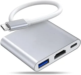 محور ECVV 3 في 1 USB C، محول متعدد المنافذ، محول HDMI 4K متعدد المنافذ/محول Type C/USB 3.0 لأجهزة الكمبيوتر المحمولة Macbook Chromebook Type C