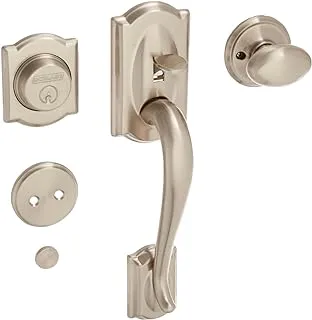 Schlage F93CAM619SIE Camelot مقبض غير نشط مع رافعة سيينا، نيكل ساتان