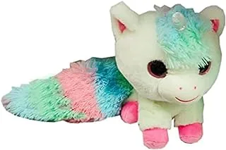 Fuzzbuzz Big Tail White Unicorn, Furry Animal Soft Toys, Plush Stuffed Soft Toy for Kids and Adults, Gift for Boys and Girls, Age 1 year+