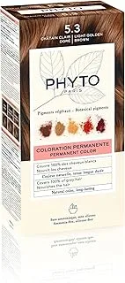 Phyto Phytocolor Permanent Hair Color 5.3 Light Golden Brown with Botanical Pigments, 100% Grey Hair Coverage, Ammonia-free, PPD-free, Resorcin-free