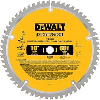 DEWALT 10-Inch Miter/Table Saw Blade, ATB, Thin Kerf, Crosscutting, 5/8-Inch Arbor, 60-Tooth (DW3106)