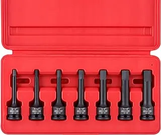 NEIKO 01131B 3/8-Inch-Drive Allen Socket Set، 3-Inch Length، 3/8-Inch Impact Hex-Bit Socket Set، SAE Hex Driver 3/16 