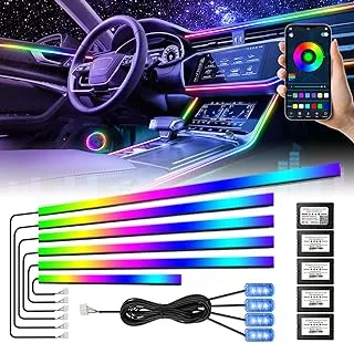 Dreamcolor Acrylic Interior Car LED Strip Light, AMKI Car Neon Light with Wireless APP Control, 10 in 1 Sub-Control Car Ambient Light Kit Car Accessories with DIY Mode and Music Mode, 16 Million Color