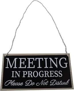 Meeting In Progress Please Do Not Disturb Wood Door Sign/Plaque (5 Inch By 10)