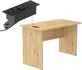 Mahmayi MP1 100x60 Writing Table with Without Drawers attached Black BS01 Desktop Socket with USB AC Port for Office, Home, and Meeting Room - Oak