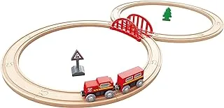 Hape Classic Figure 8 Set | Wooden Train & Railway Playset | Magnetic Connection between Carriages | Multicolor Train Set for Kids | Ages 2Y+