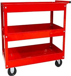 Torin APTC302B Steel Tool Service Push Cart with 3 Shelves and 200 lb Capacity, Red