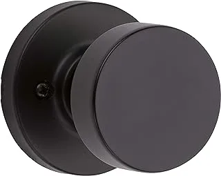 Kwikset Pismo Dummy Door Knob, Single Sided Handle for Closets, French Double Doors, and Pantry, Matte Black Non-Turning Interior Push/Pull Door Knob, with Microban Protection