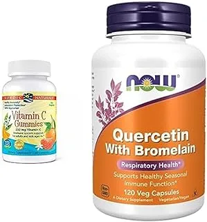 Nordic Naturals Supplement Bundle Pack : Now foods Quercetin with Bromelain 120 Veg Capsules + Nordic Naturals Vitamin C Gummies, 60