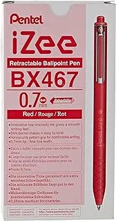 PENTEL 89012 i Zee Shot Ball Pen, 0.7 mm Pack of 12 - Red