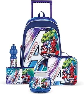 TRUCARE Disney Avengers Mighty Avengers 5in1 Trolley School Bag Set | Kids Backpack Gift | Water Resistant,Box set 18