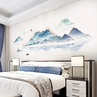 ROFARSO 78.7'' x 28.3'' Huge Chinese Style Vast Mountains and Rivers Wall Stickers Vinyl Removable Large Wall Decals Art Decorations Decor for Bedroom Living Room Office Study Room Murals