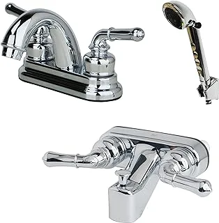 Laguna Brass 2001CP/3210CP/4120CP RV Bathroom and Tub Faucet with Matching Hand Shower Combo, Chrome Finish