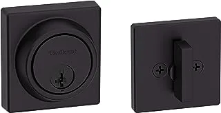 Kwikset 816 KeyControl Deadbolt Deadbolt Lock, Matte Black Round Exterior Keyed Front Entry Door, Pick Resistant SmartKey Rekey Security, Single Cylinder Dead Bolt, with Microban Protection