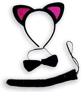 Mad Toys Black Cat Animal Set Includes Headband, Bow Tie and Tail for Halloween, Dress Up, Theme Party, Cosplay Accessory Kit, One Size Kids 3+ Years