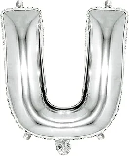 Italo U Alphabet Letter Foil Balloon, 32-Inch Size, Silver