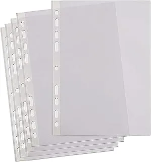 Amest A4 Transparent File (110 Mic) Clear Plastic Folder Punched Pockets for Filing Paper & Documents Made in Germany - Pack of 60