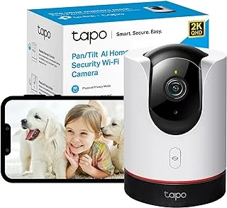 TP-Link Tapo Pan/Tilt Smart Security Camera, Indoor CCTV, Smart AI Detection and Notification, Starlight Sensor,2K QHD, Night Vision Works with Alexa&Google Home, No Hub Required,SD Storage(Tapo C225)