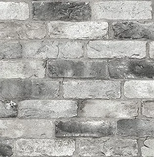 NuWallpaper NUS3550 London Brick Peel & Stick Wallpaper, Grey