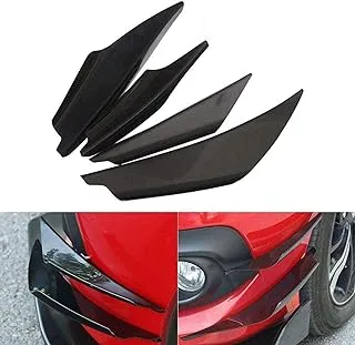 ViCiCA 4Pcs/Set Diffuser Shark Fin Kit for Car Spoiler Wing, Auto Parts Car Carbon Fiber Texture Decoration Front Bumper Side Canards Splitter Fins Universal Black