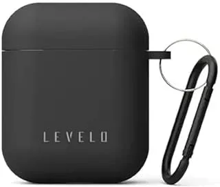 Levelo Gorra Hybrid Silicone Case Compatible With Airpods, Replacement, Adjustment, Silicone Case, Cover Anti-Shock Protector With Portable (Black)