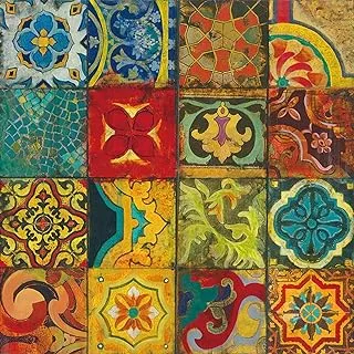 Vintage Moroccan Furniture Decal Vinyl Tile Stickers Peel & Stick backsplash self-Adhesive Removeable Kitchen and Bathroom Wall Floor Water Proof Stickers 16 Pieces Pack 6X6inches(15cmX15cm)